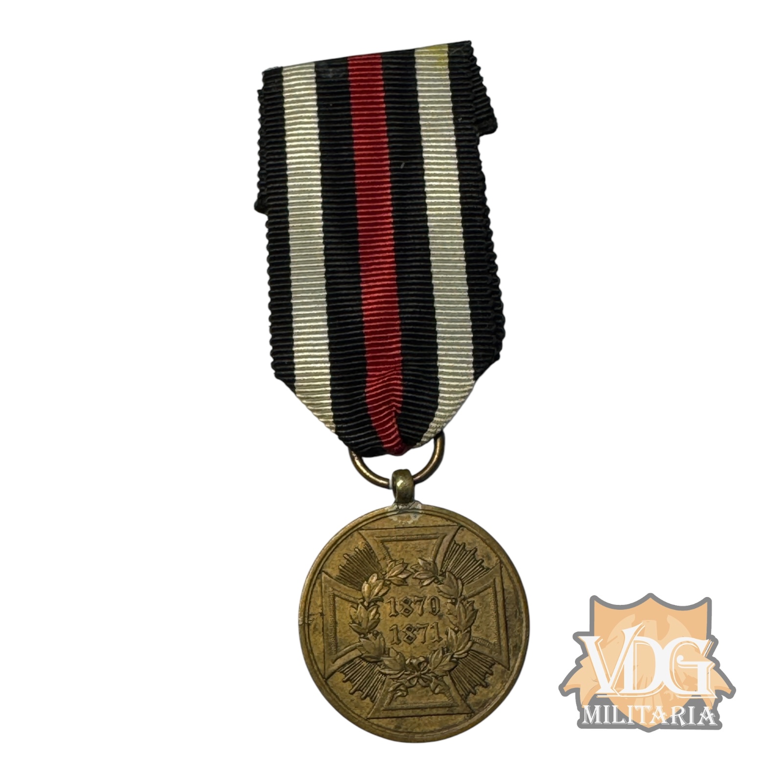 Prussian 1870–71 Franco-Prussian War Medal – Bronze Campaign Medal with Engraved Rim, Cast from Captured French Cannon