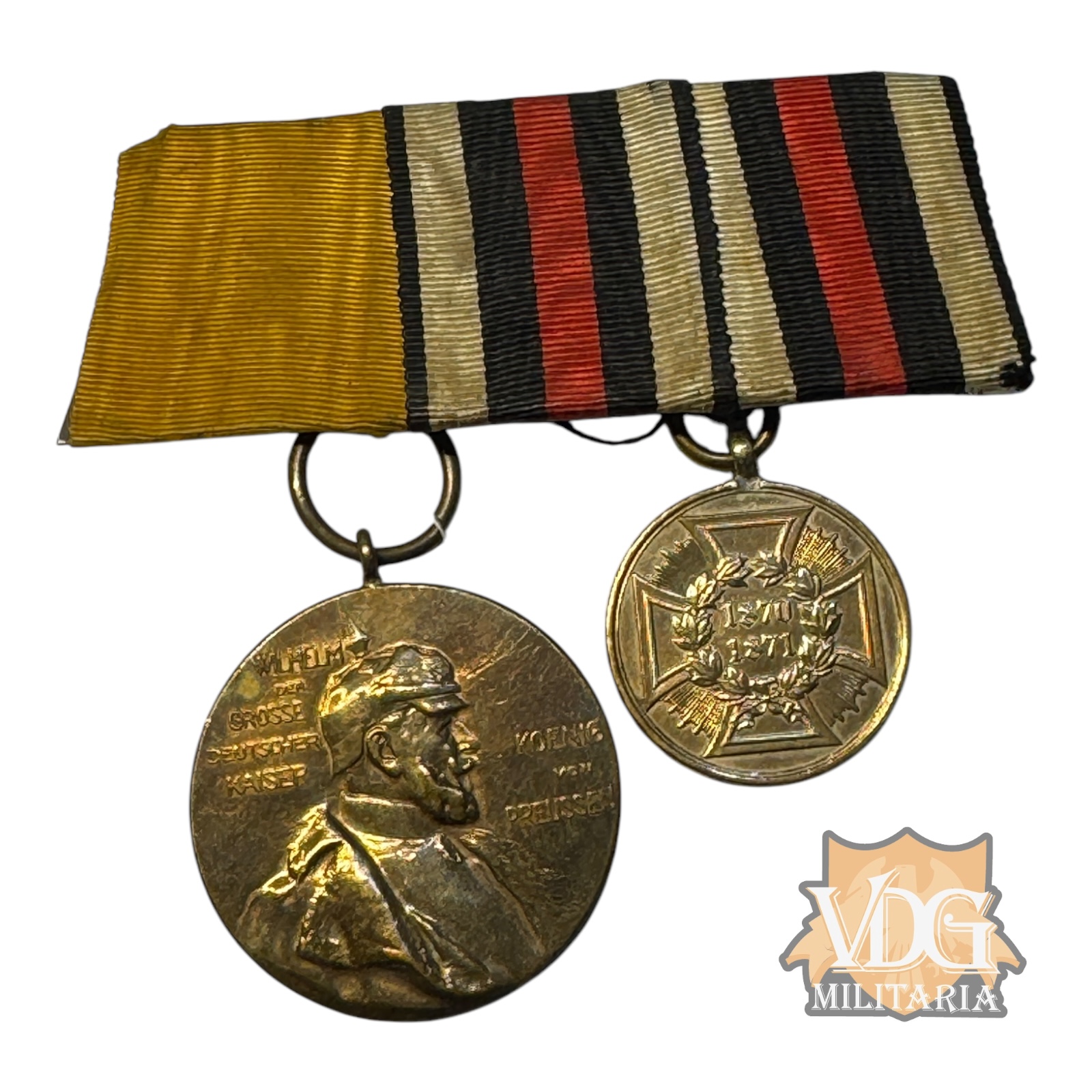 Imperial German Medal Bar – 1870–1871 Franco-Prussian War Medal & 1897 Kaiser Wilhelm I Centenary Medal