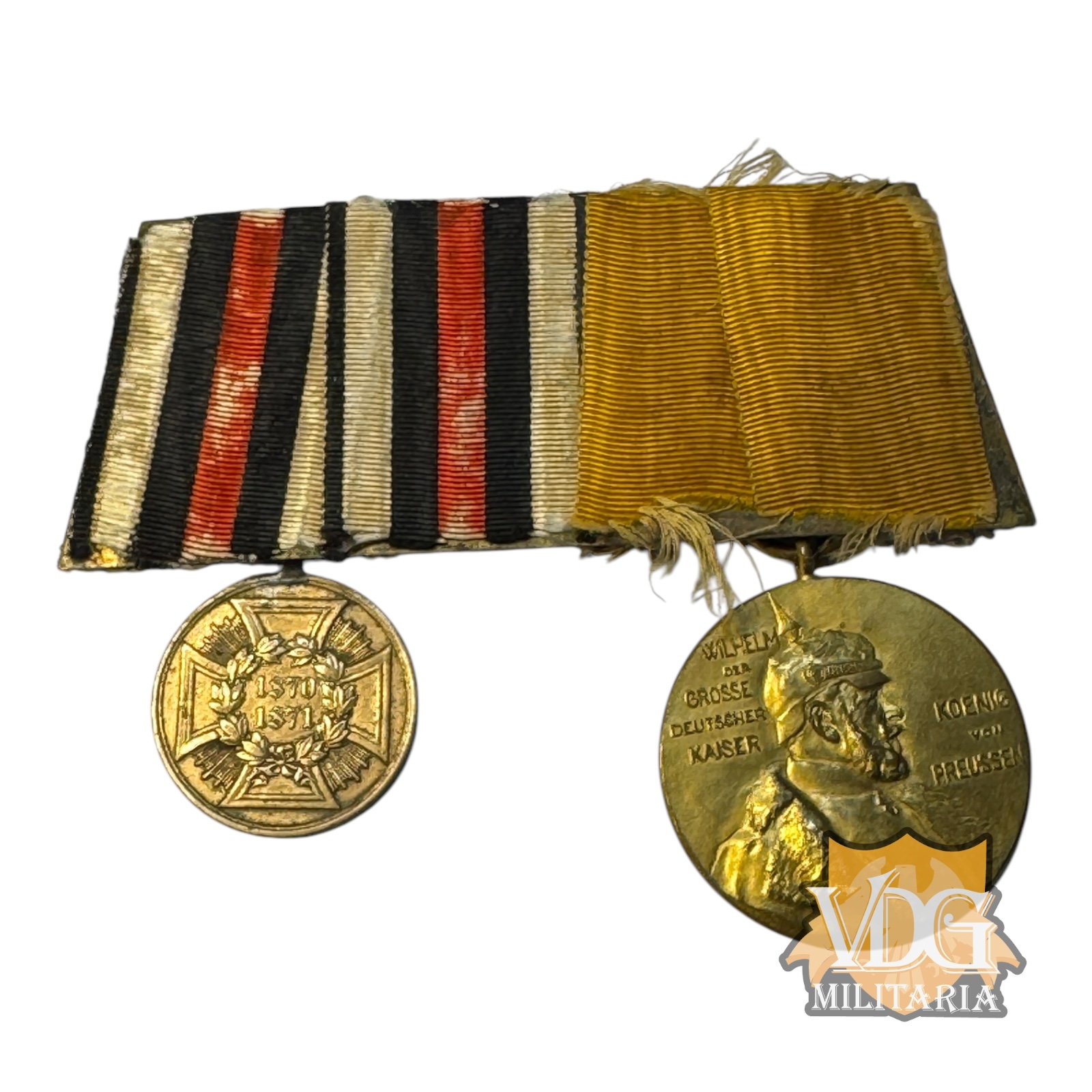 Imperial German 2-Medal Bar Franco-Prussian War 1870–71 & Wilhelm I Centenary 1897