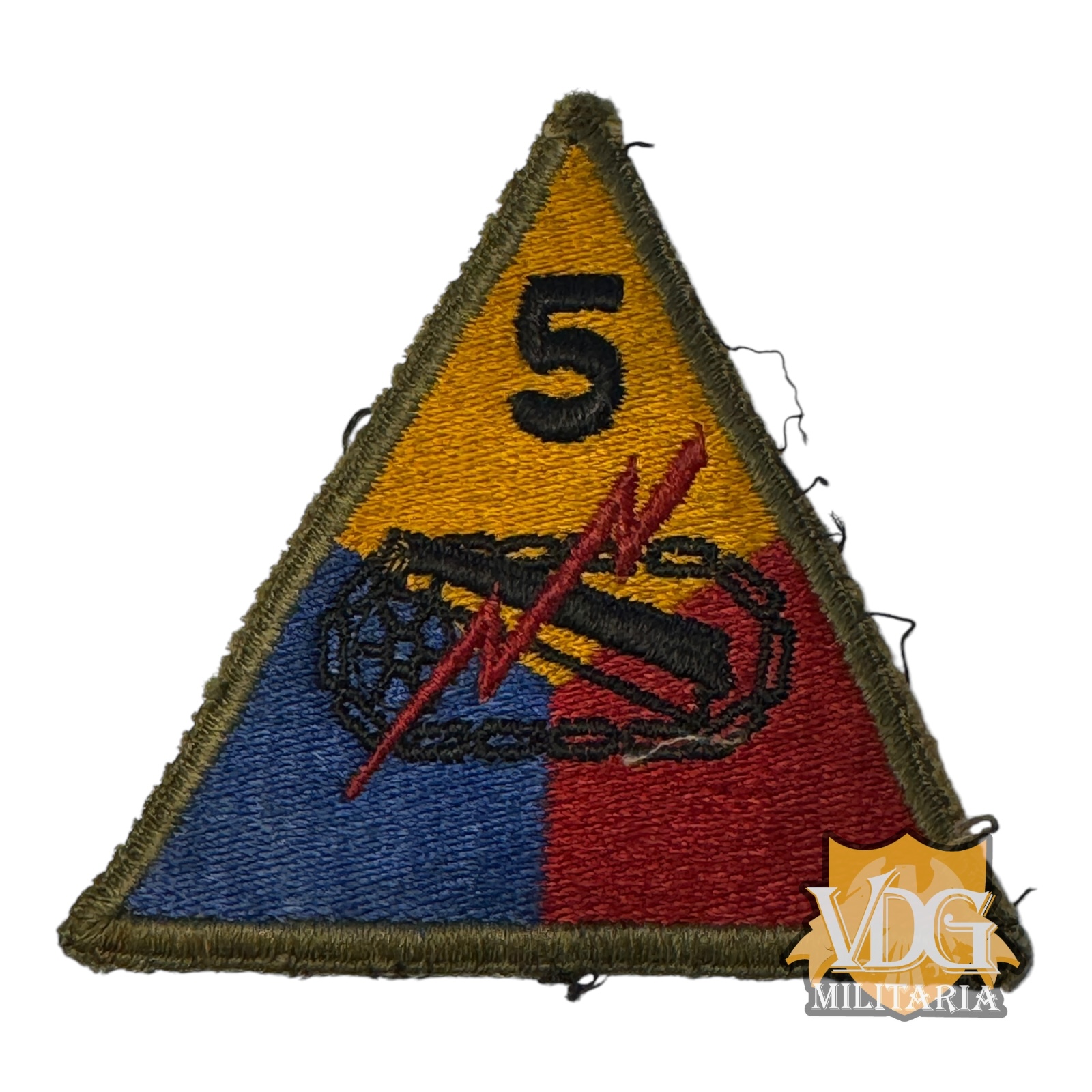 WW2 US Army 5th Armored Division Shoulder Sleeve Insignia Patch – Late-War Issue