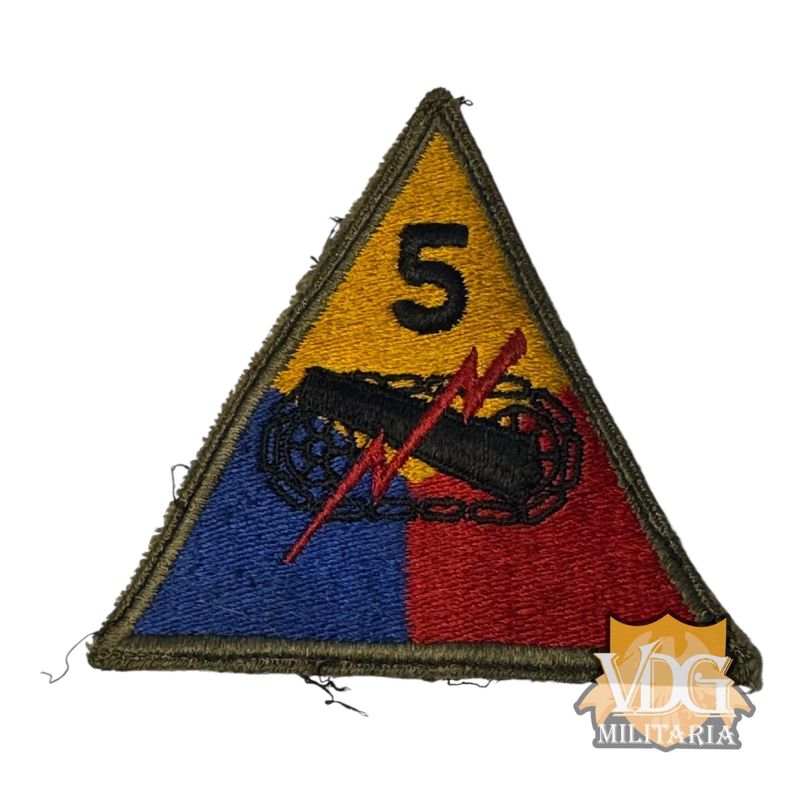 WW2 US Army 5th Armored Division Shoulder Sleeve Insignia Patch – Late-War Issue