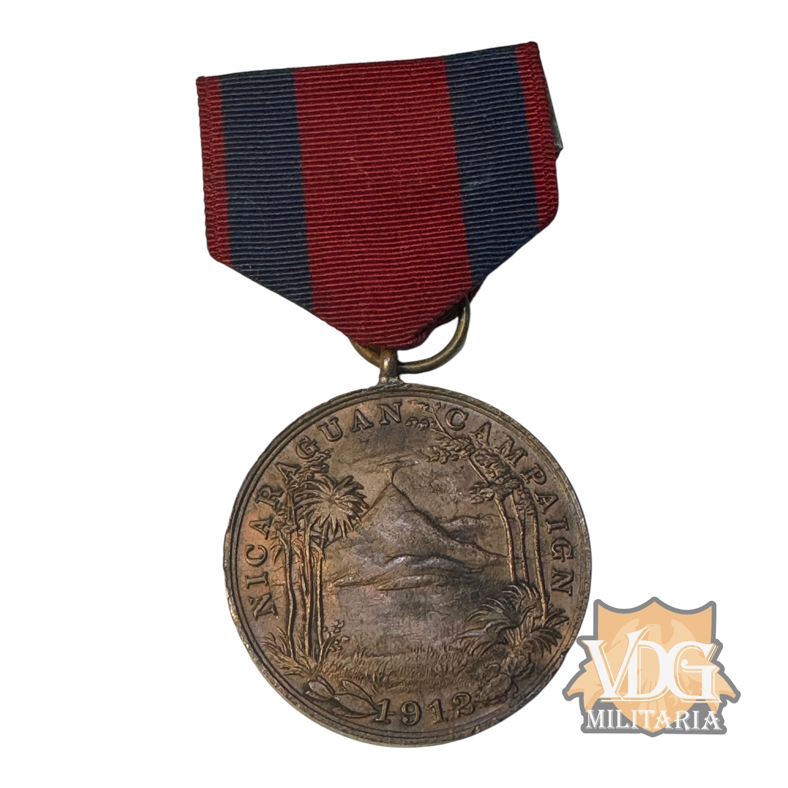 US Navy Nicaraguan Campaign Medal 1912 with Crimp Brooch