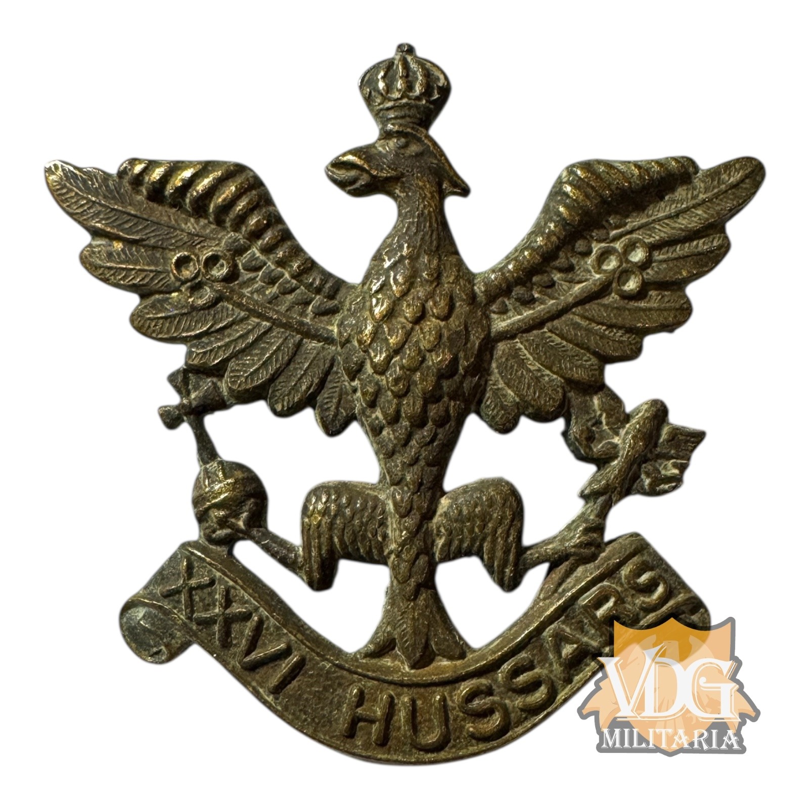 WW2 British Army 26th Hussars Brass Cap Badge