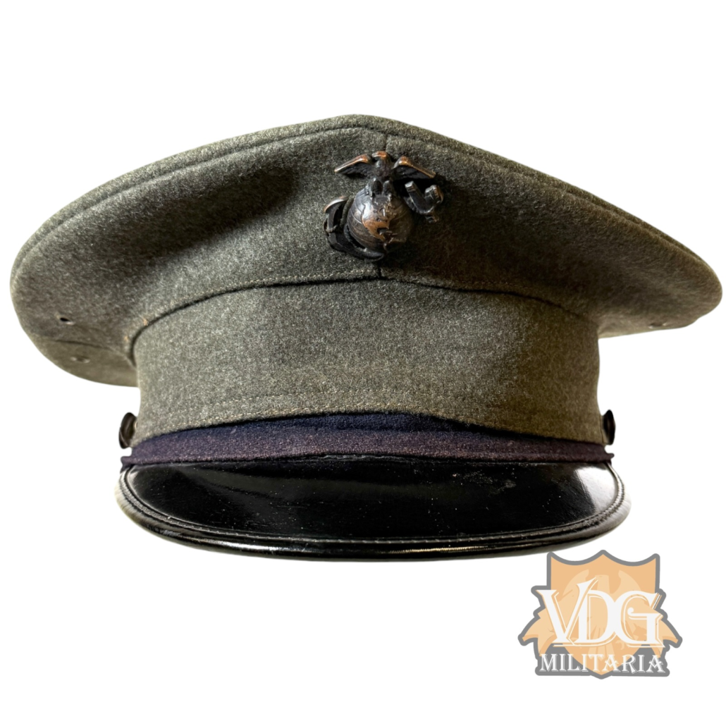 WW2 US Marine Corps Enlisted Green Service Cap with Bronze EGA - Oakland Retailer Marked Size 7 1/8