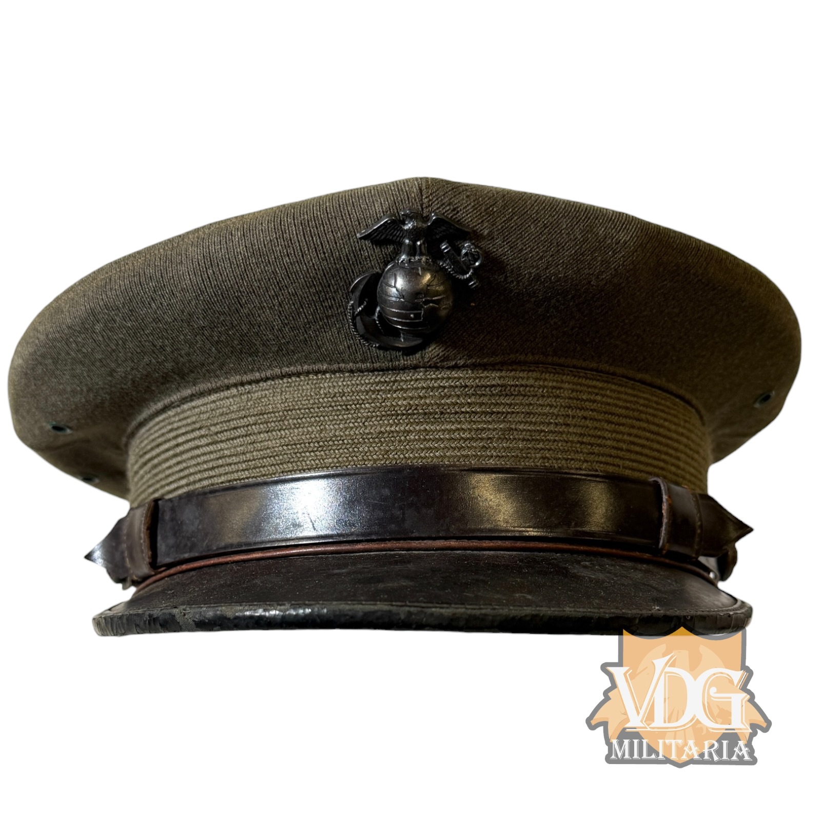WW2 US Marine Corps Officers Green Visor Cap-Named to Major Rudolph F. Niketh 1942-1945