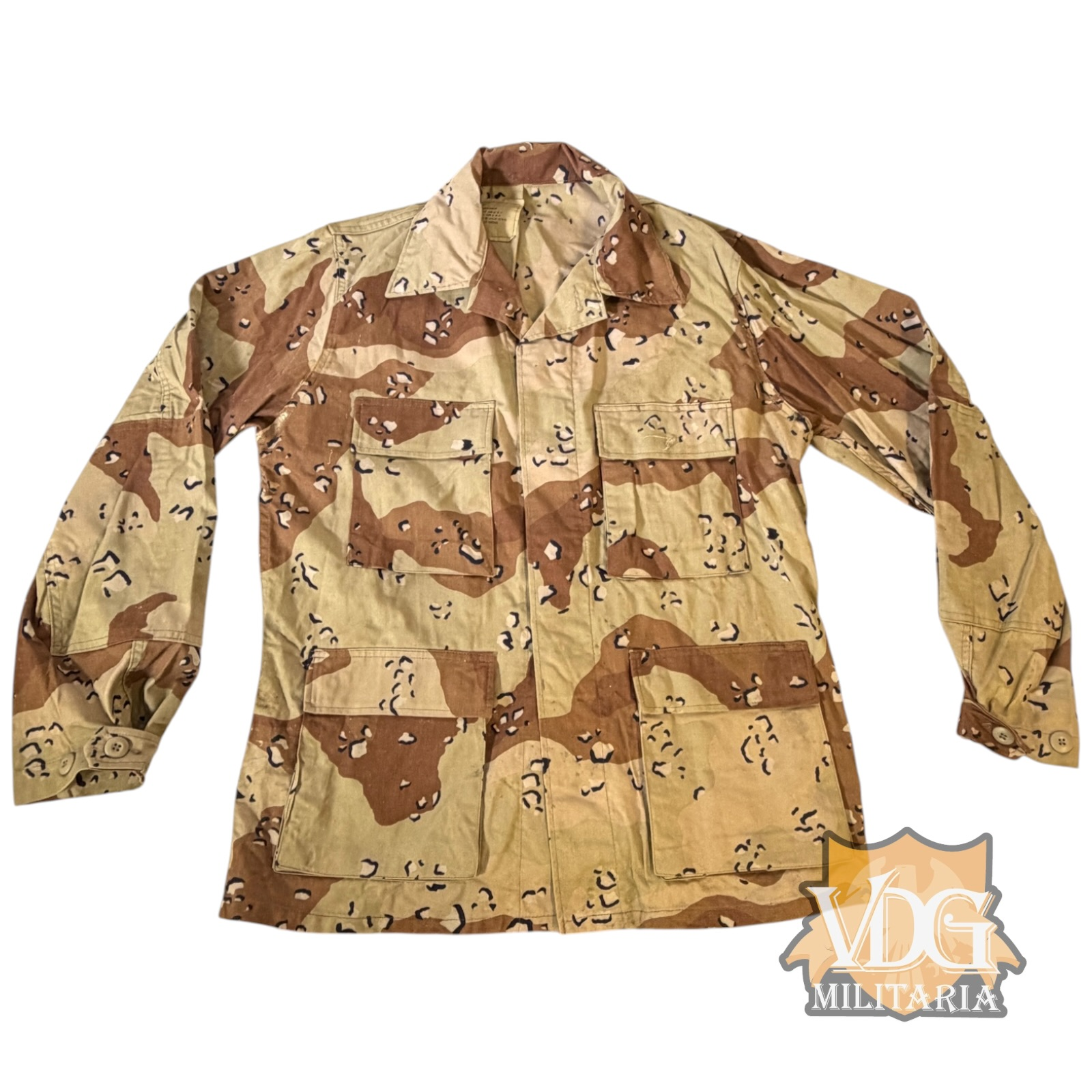Desert Storm Era US Army Six Color Chocolate Chip Desert Camouflage Coat 1983 Selma Contract - Medium Regular