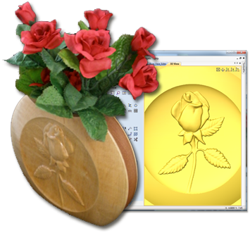 Rose Carved Disc Vase