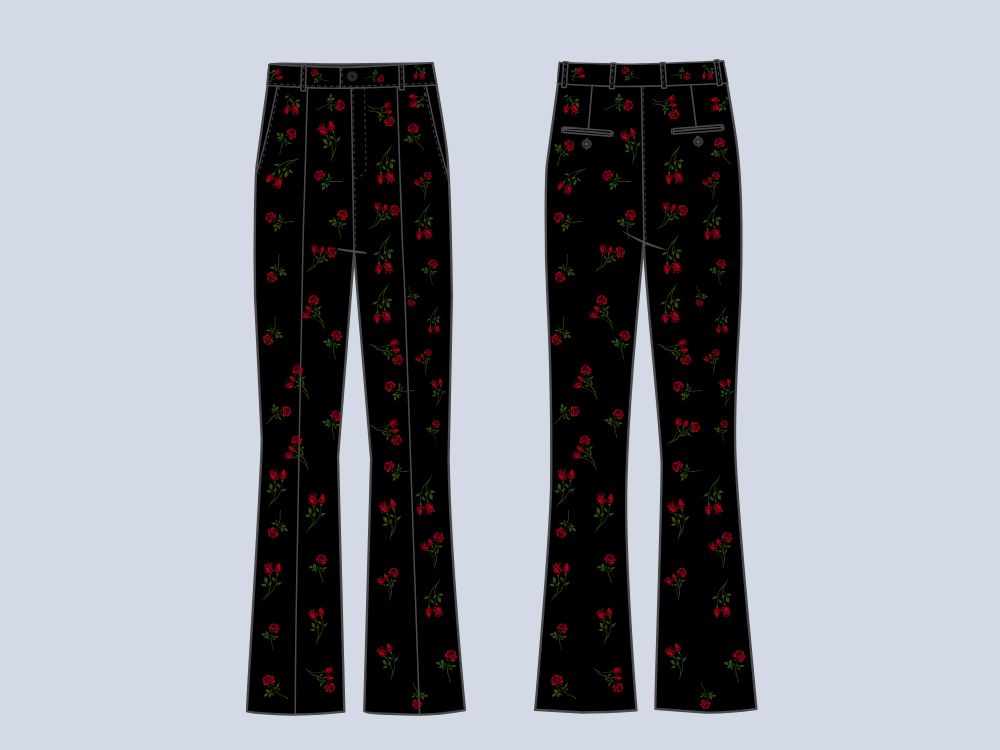 Striking Black and Red High-Rise Printed Trousers
