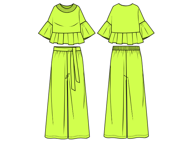 Lavender Rosette Sculpted Peplum Co-ord Set