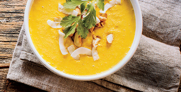 Coconut Carrot Soup with Avocado from Thrive Energy Cookbook