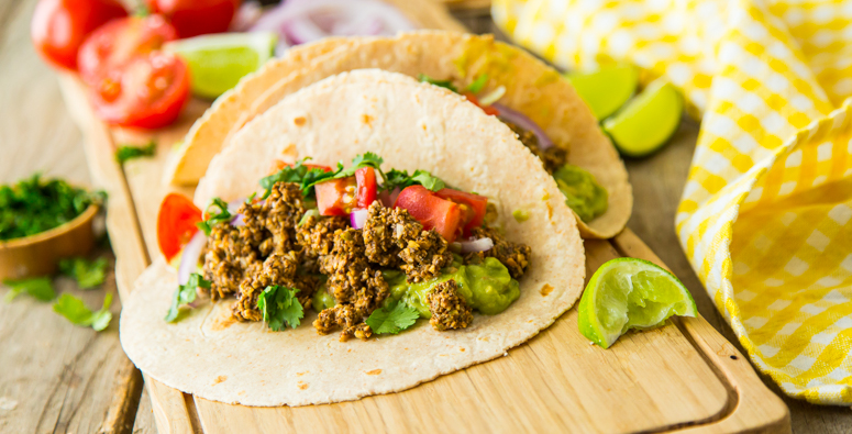 walnut mushroom tacos stacked together