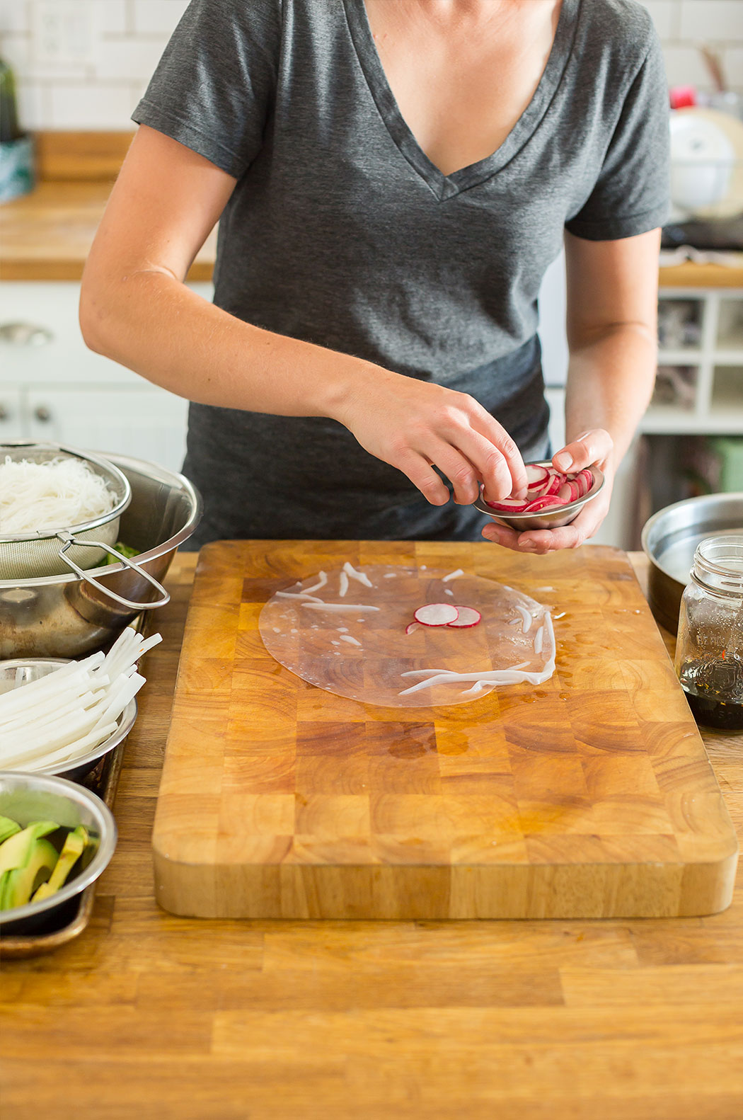 vermicelli spring rolls being made