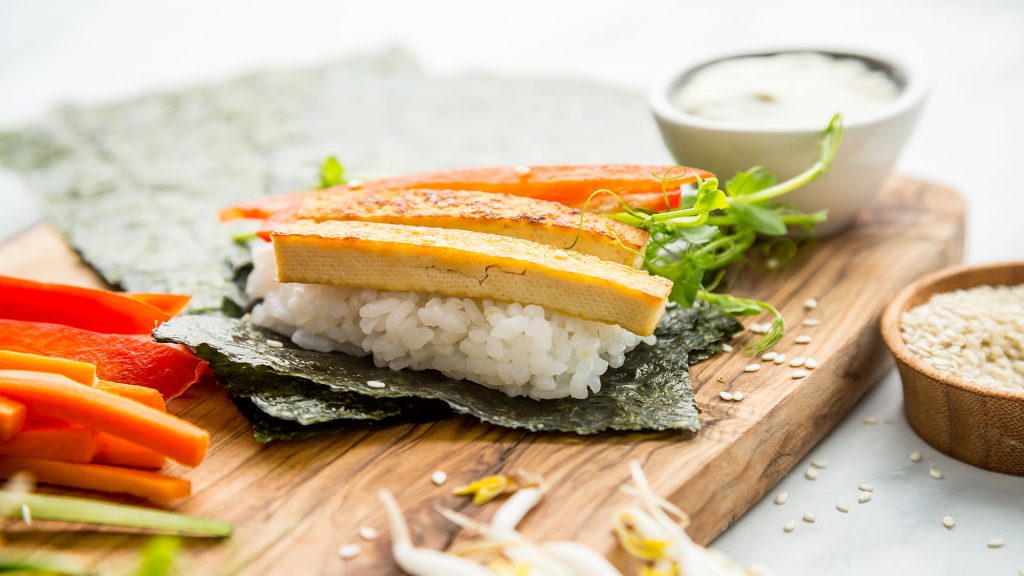 veggie sushi being prepared