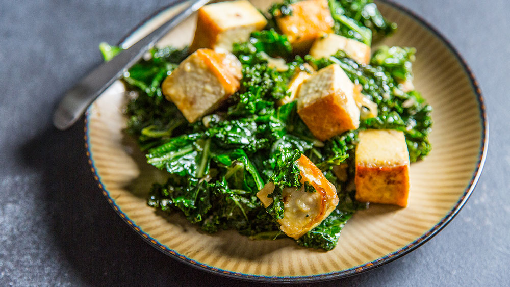 Baked Tofu with creamed kale