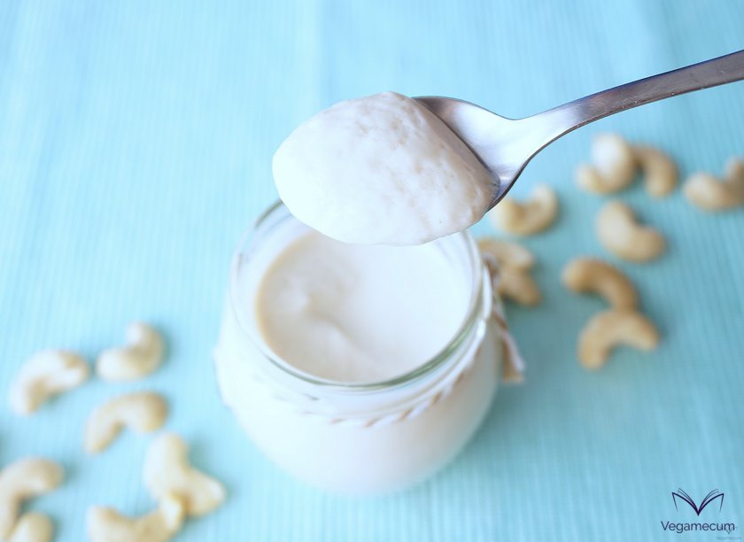 Homemade vegan yogurt after 6 hours of fermentation Homemade vegan yogurt after 6 hours of fermentation