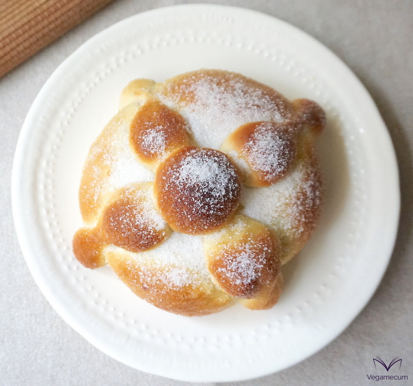 Aerial shot of freshly baked Pan de Muerto Aerial shot of freshly baked Pan de Muerto