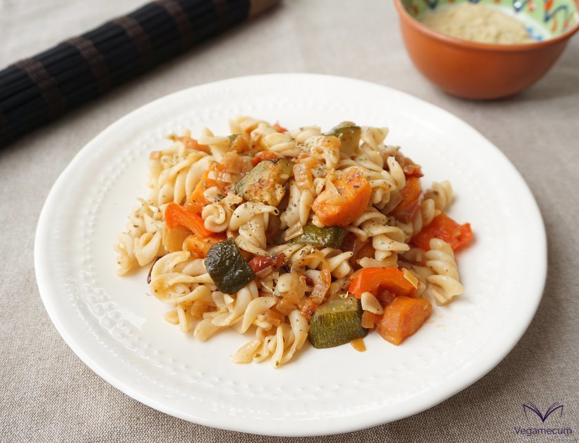 Spirals with vegetables with a touch of ginger Spirals with vegetables with a touch of ginger