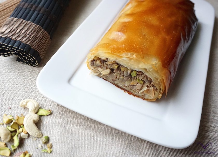 Mushroom and dried fruit strudel finished Mushroom and dried fruit strudel finished