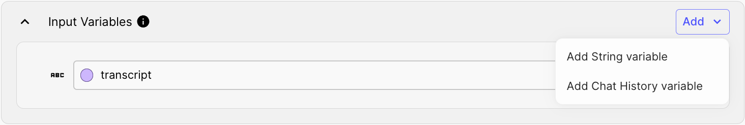 Add Prompt Input Variable Button