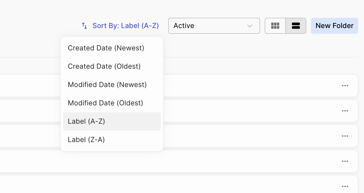 Index page sort options