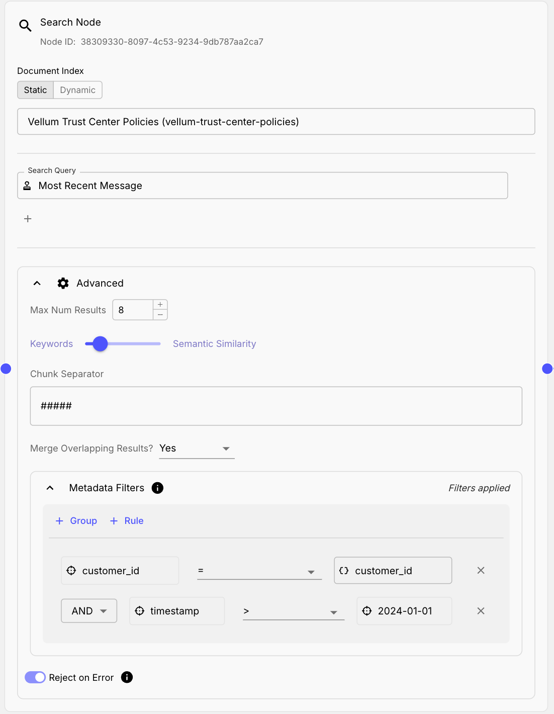 Search Node Metadata Filtering