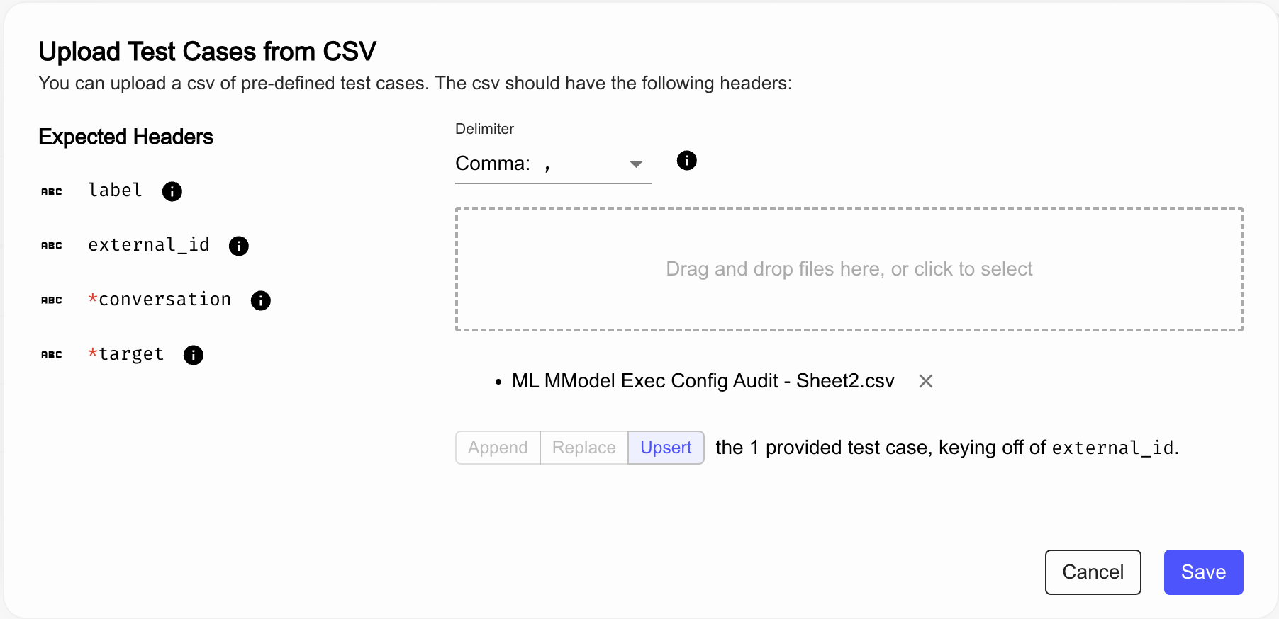 Upload Test Suite Test Cases Modal