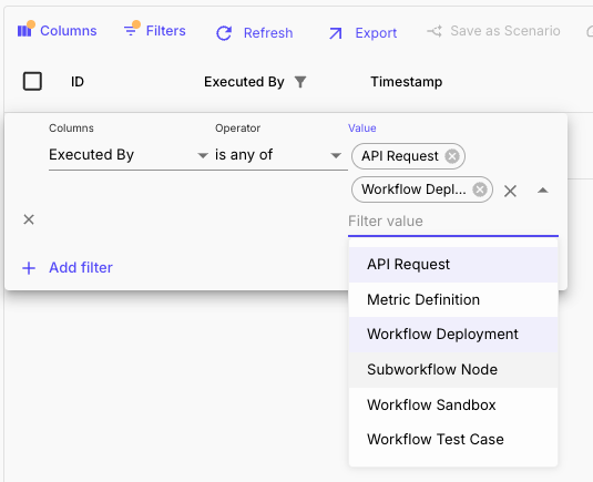 Executed By Workflow Filter