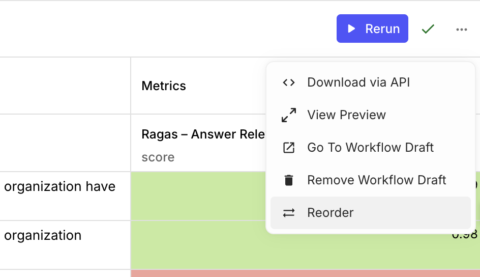 Evaluation Report Entity Reorder