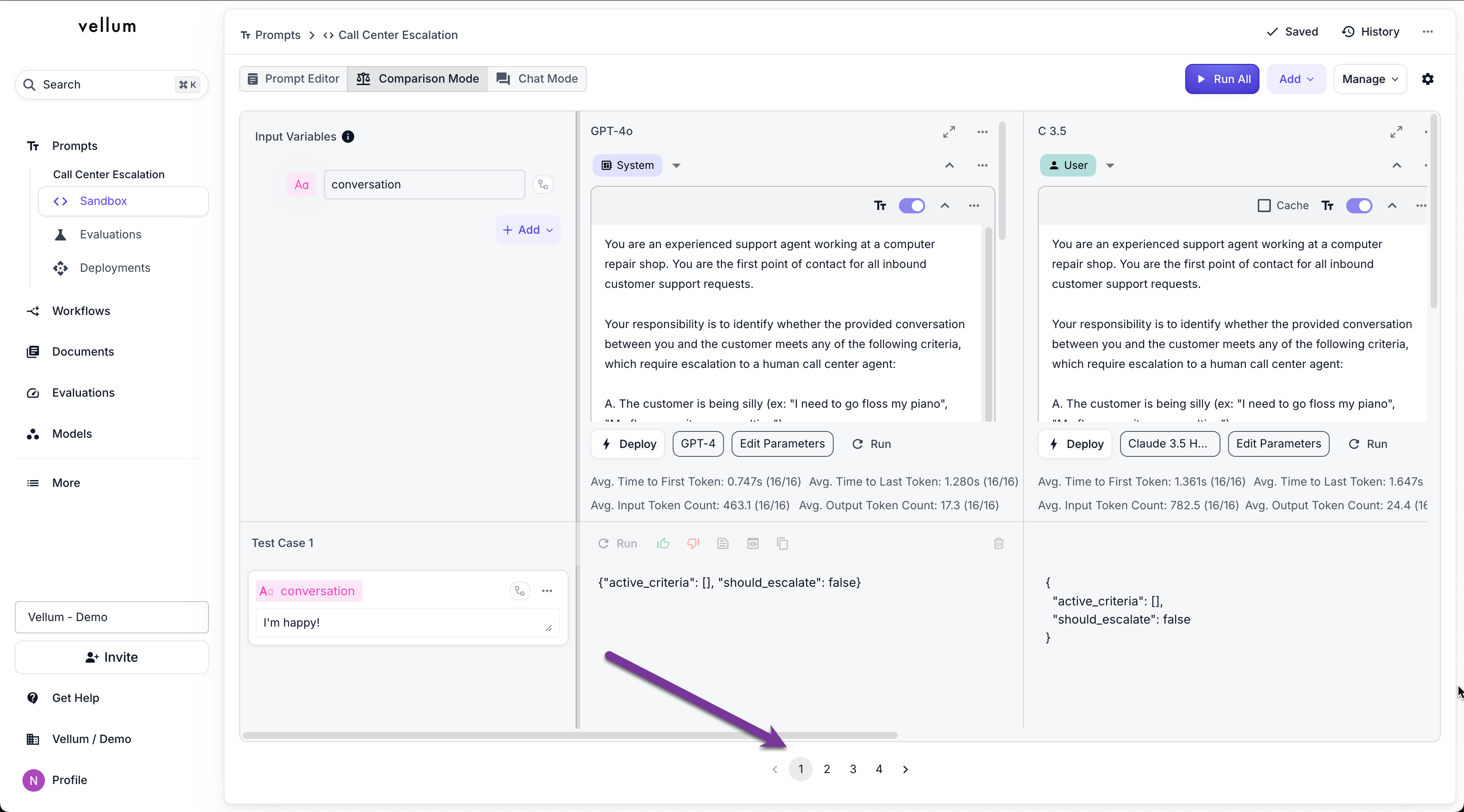 Prompt Sandbox Pagination