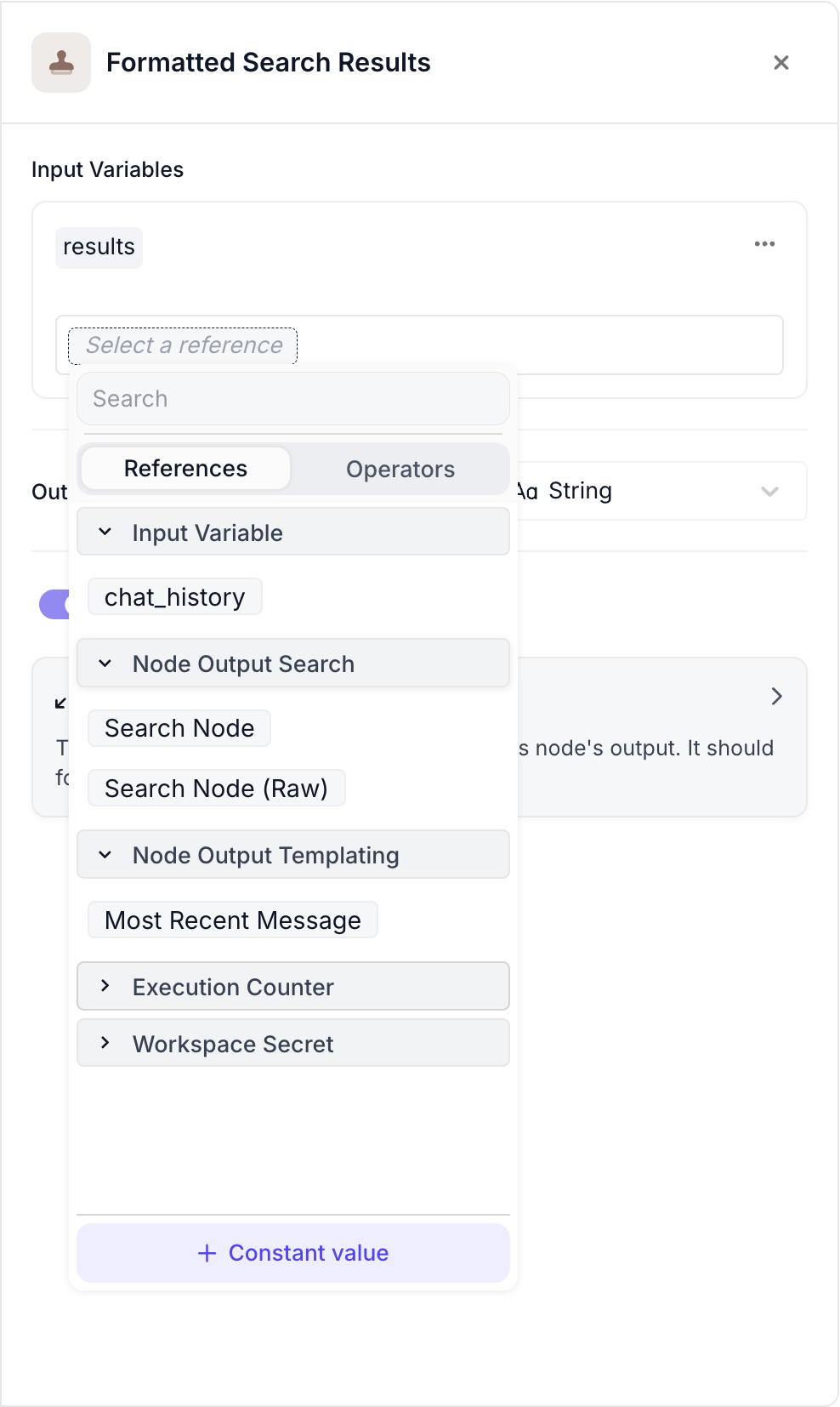 Workflow Node Expression Inputs