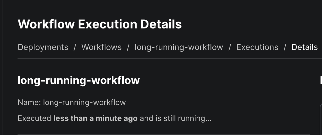 In Progress Workflow Execution Details