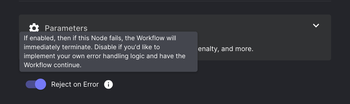 Workflow Node Reject on Error