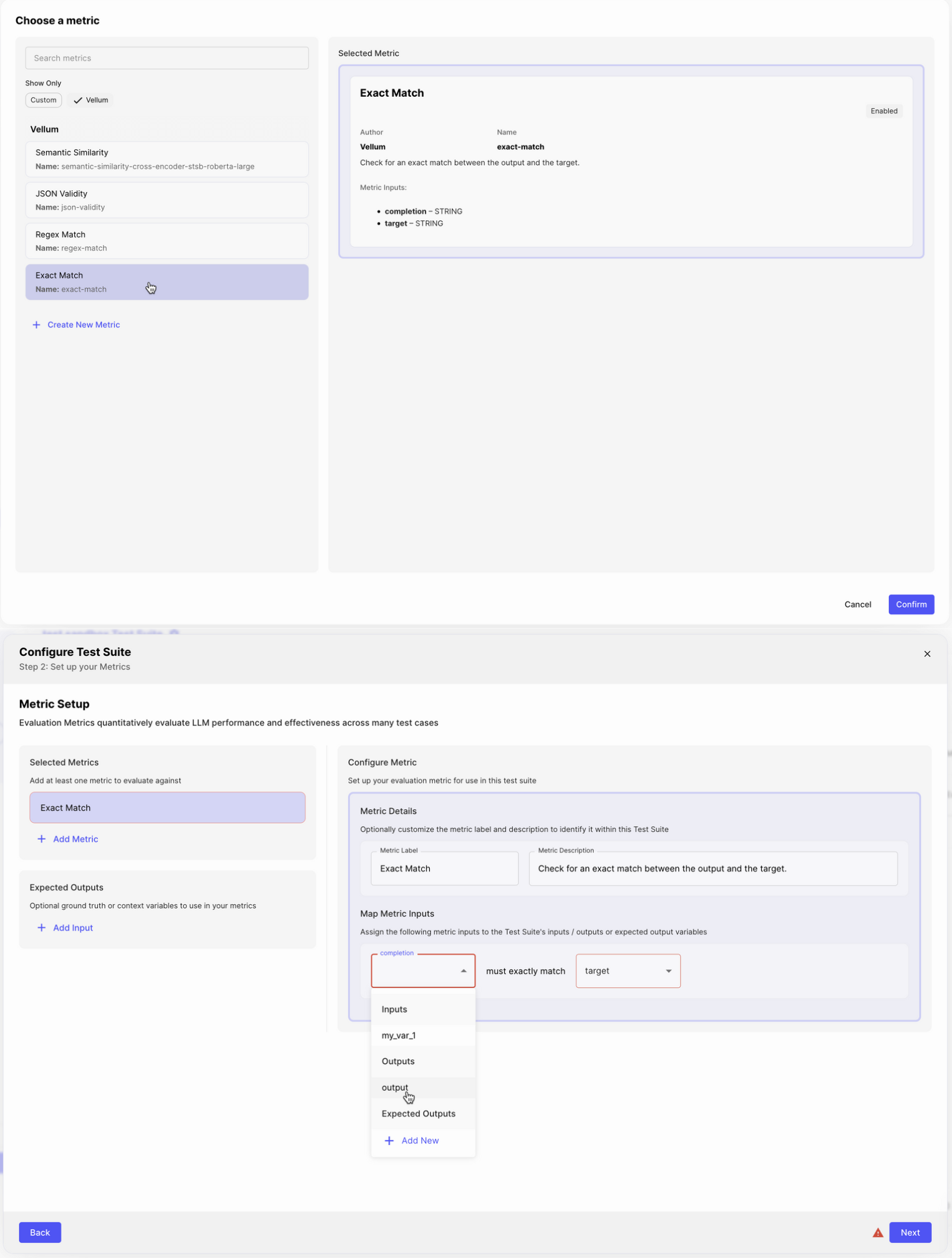 Test Suite Creation - Metric Configuration