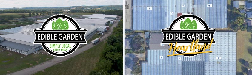 Aerial photos of two Edible Garden locations