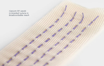 cesium-131 products: braided suture in mesh