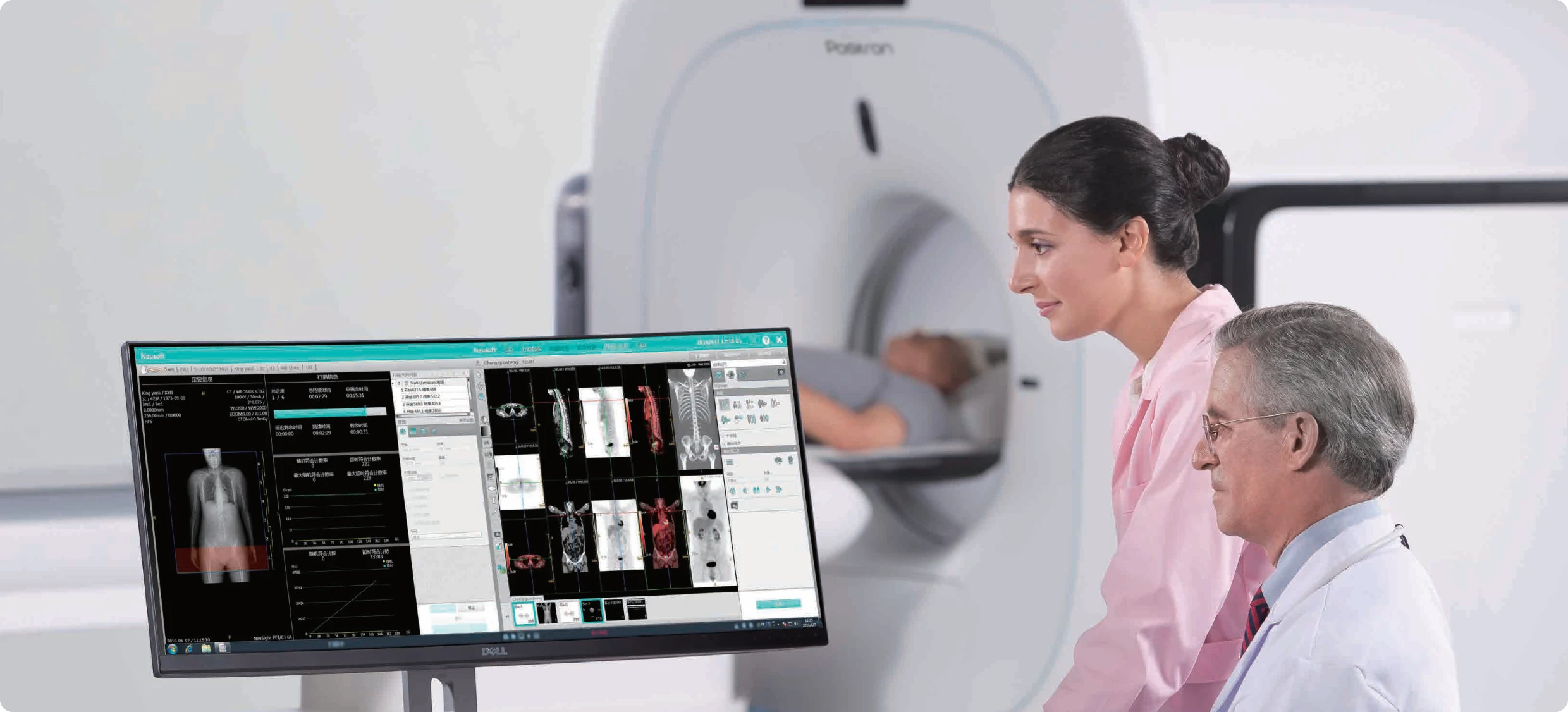 Doctors looking at results from a Positron scan