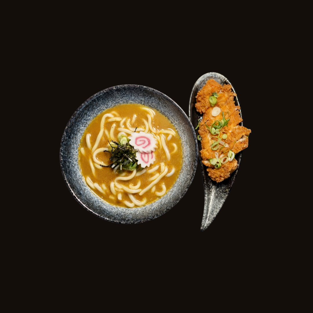 Japanese Curry Udon With Deep Fried Chicken Cutlet