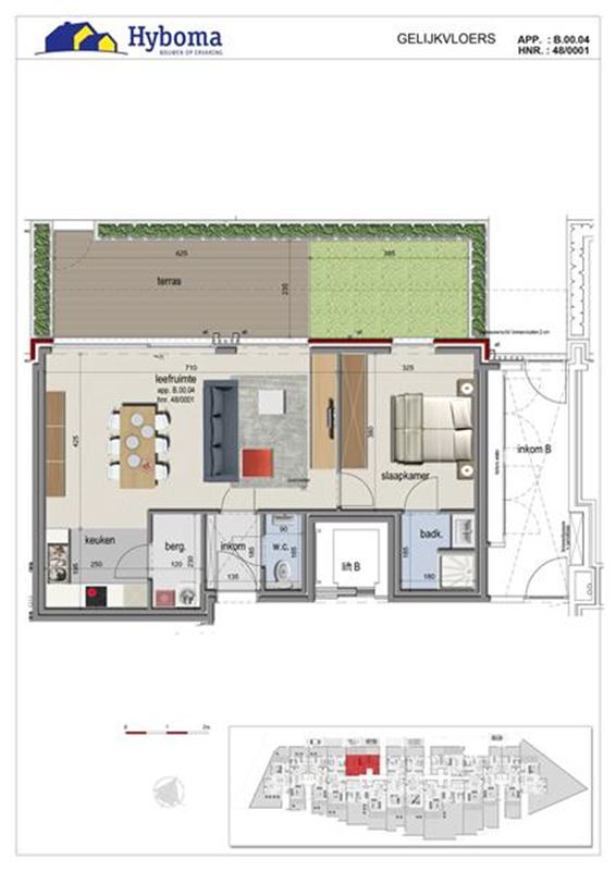 Energiezuinig nieuwbouwappartement met 1 slpk in het hart van Ertvelde