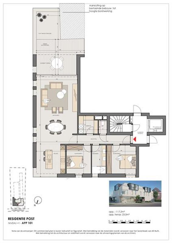 Residentie De Post: appartement 101 - 117,20m², 2 slpk en terras