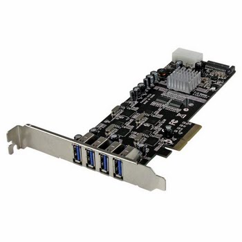 StarTech.com 4-poorts PCI Express (PCIe) SuperSpeed USB 3.0 kaartadapter met 4 speciale 5 Gbps kanalen UASP SATA/LP4-voeding StarTech.com 4-poorts PCI Express (PCIe) SuperSpeed USB 3.0 kaartadapter met 4 speciale 5 Gbps kanalen UASP SATA/LP4-voeding