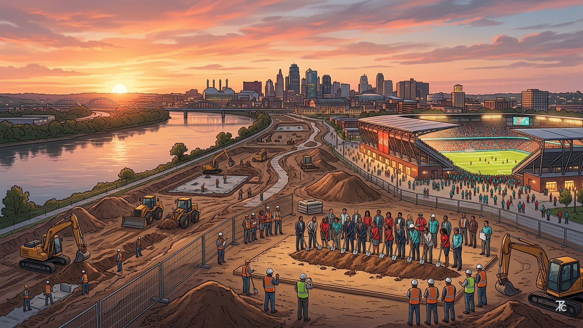 Illustration related to Kansas City Current Breaks Ground on Riverfront Mixed-Use District - OurSports Central
