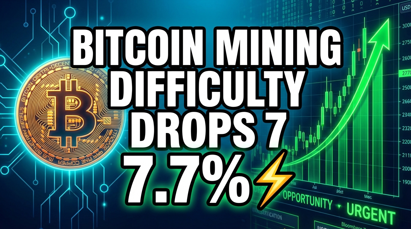 Bitcoin Mining Difficulty Drops 7.7% Amid Persistent Miner Pressure