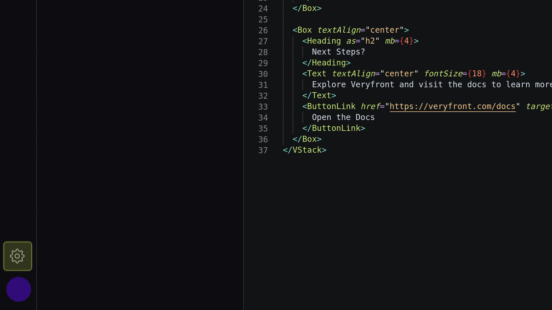 Builder UI Project Settings