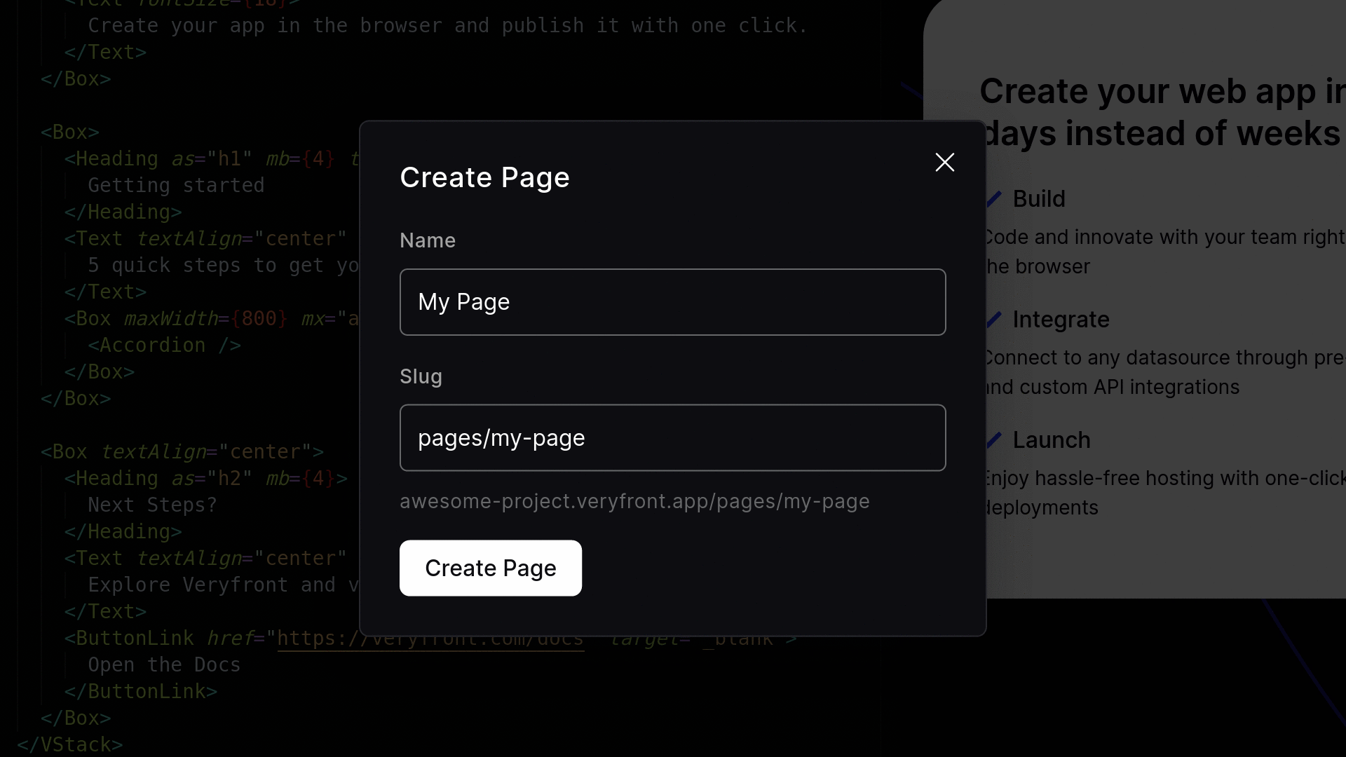 Create Page Overlay