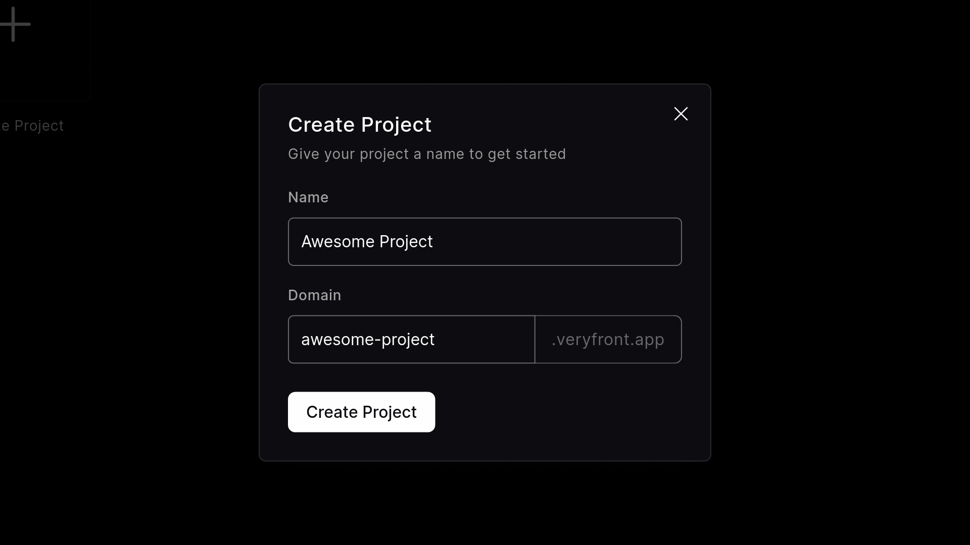 Create Project Overlay