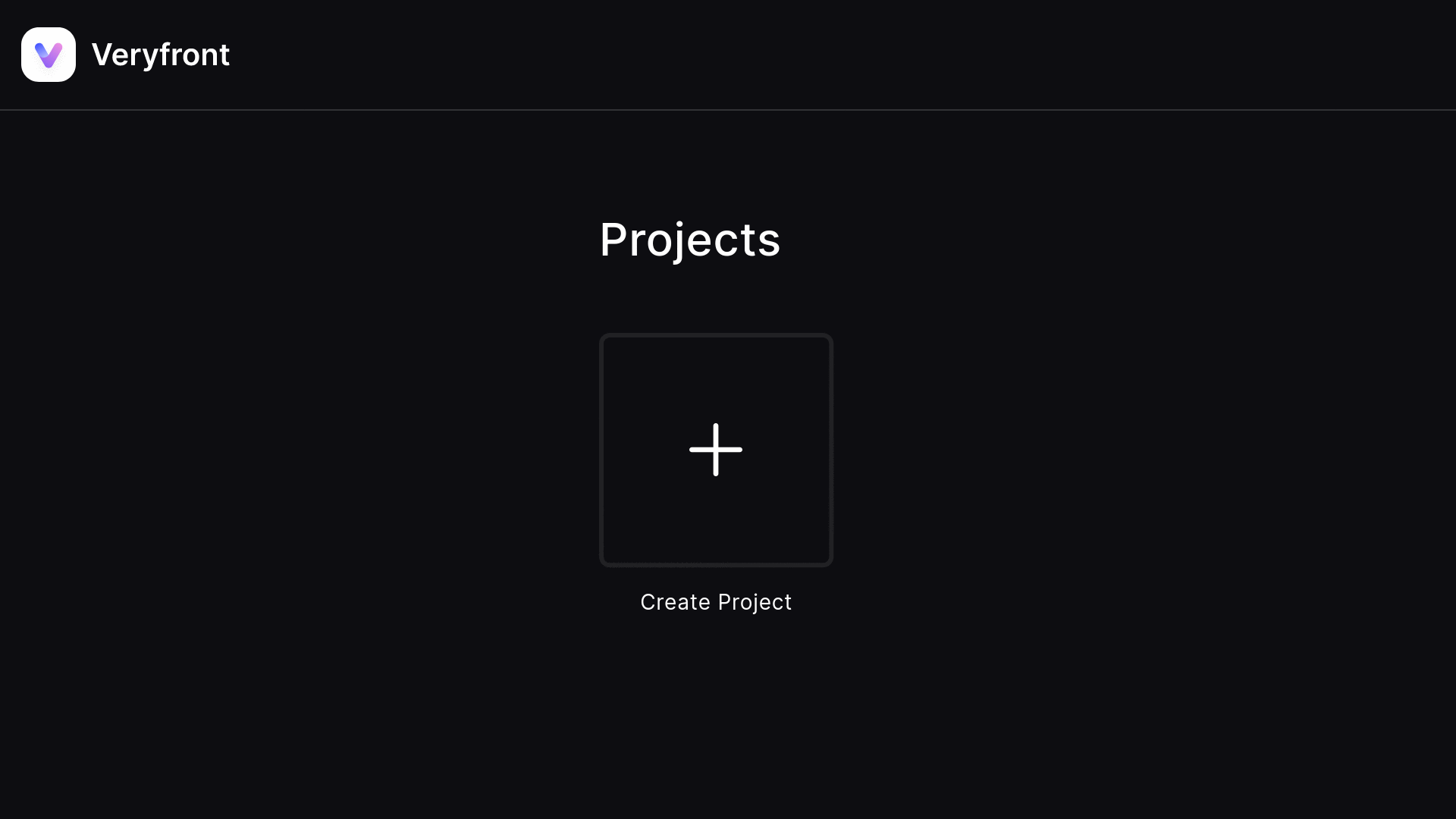 Dashboard New Project Button