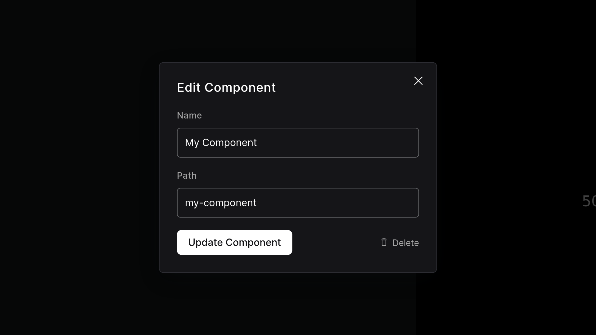 Edit Component Overlay