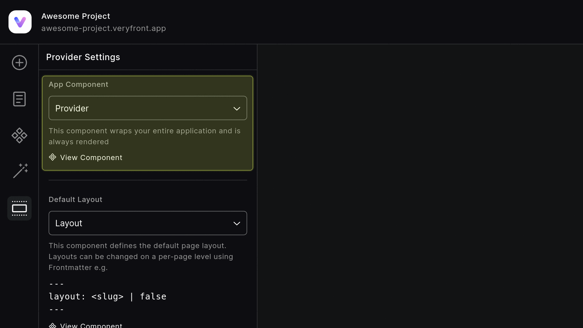 Provider Settings App Component Selector