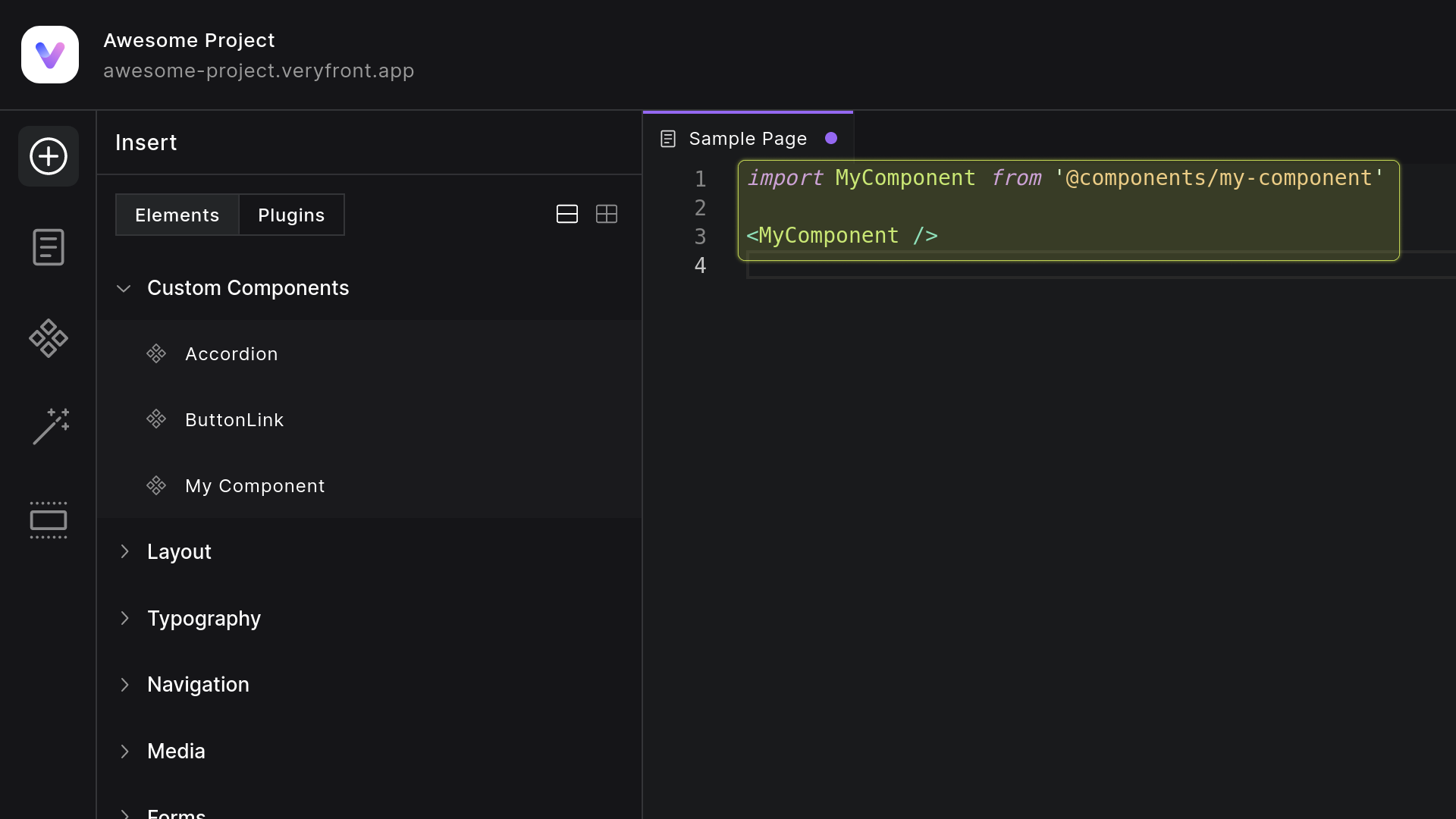 Sample Page With Components Menu Inserted