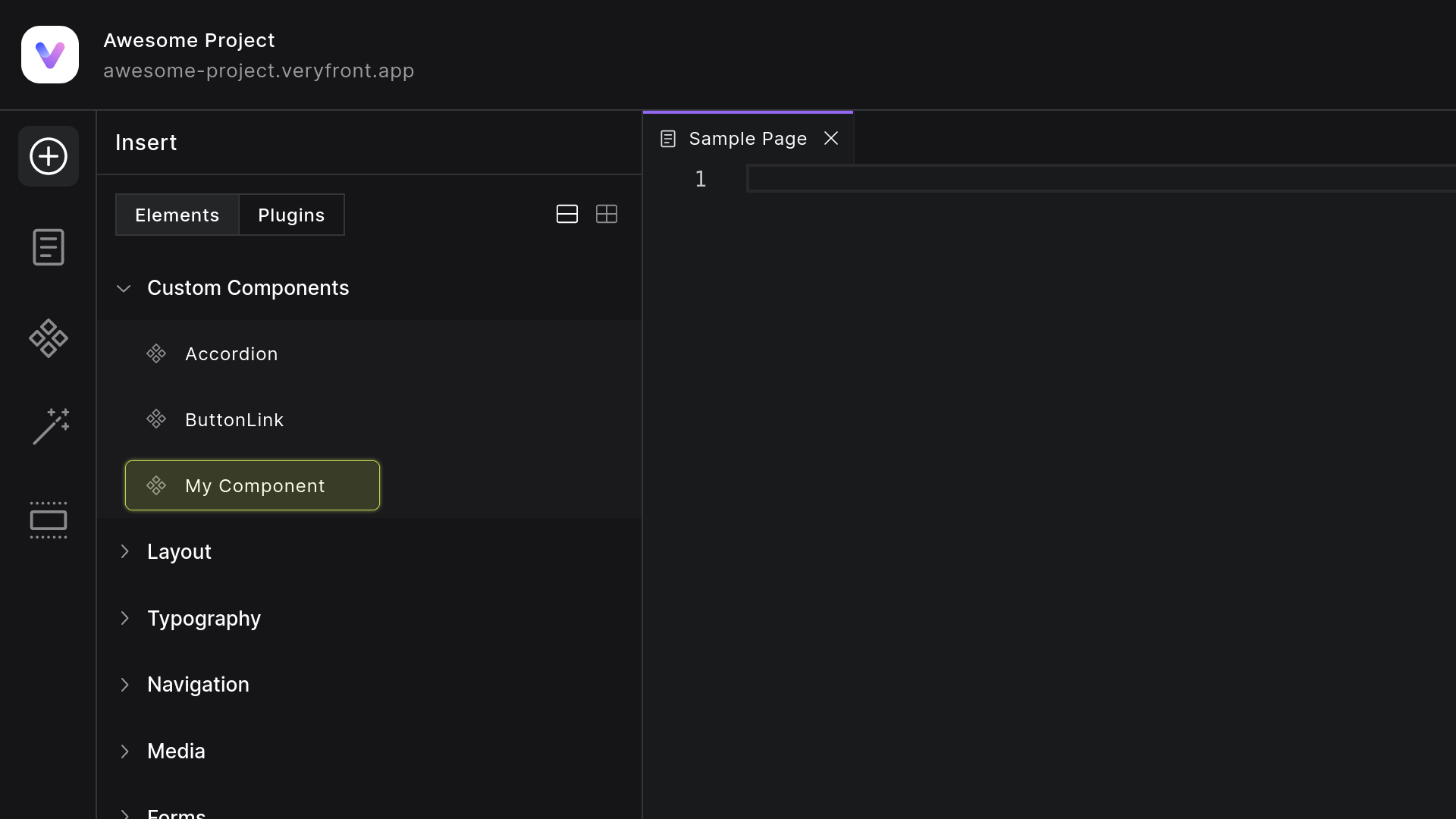 Sample Page With Components Menu